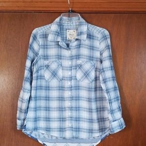 Plaid and paisley patterned button down shirt